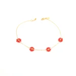 دستبند طلا گل همیشه بهار قرمز