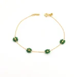 دستبند طلا گل همیشه بهار زمرد